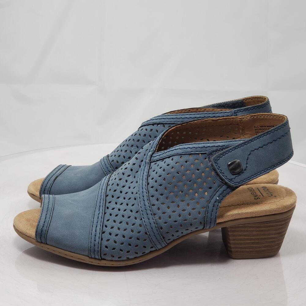 Earth Origins Delos Delilah Sandals Women 7 Moroccan Blue Slingback Heels